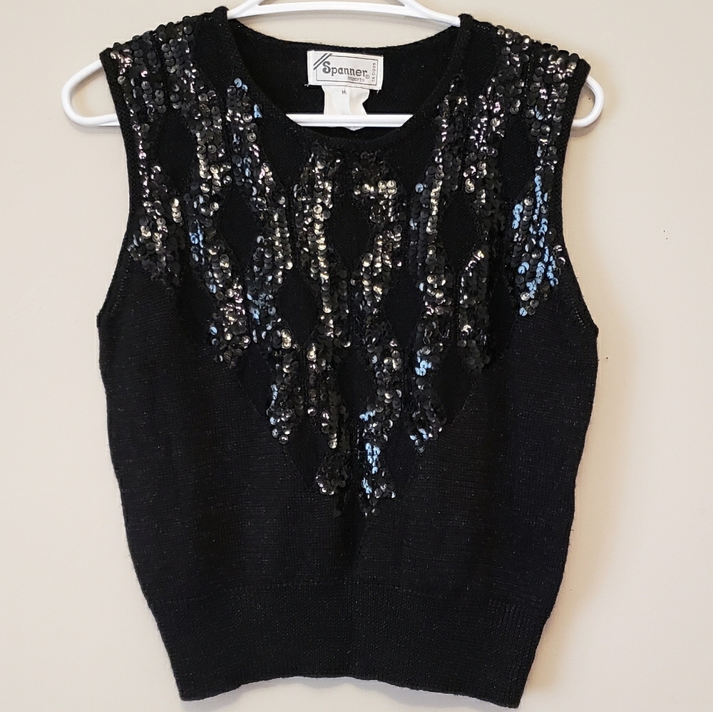 Sequined Black Vest